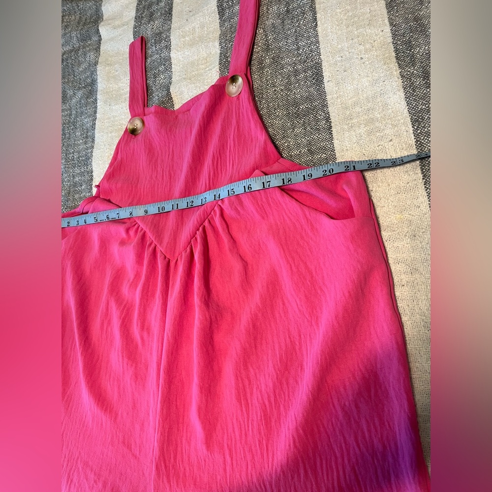 Lovely Melody Pink Wide Leg Overalls Romper SZ L Sleeveless Gauzy Feel - Picture 10 of 12
